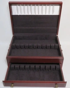 Silverware Storage for 12 Brown Tarnish Proof Wood Chest w/Drawer 16"x11½"x5¾" - Bild 1 von 7