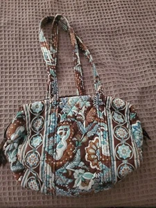 Borsa a mano Vera Bradley blu/marrone donna pezzo moda borsetta - Foto 1 di 5