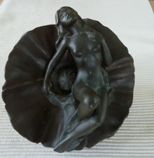 Heredities Nouveau Style NUDE WOMAN on LILY PAD  R Chadwick  Bronze Resin. VGC