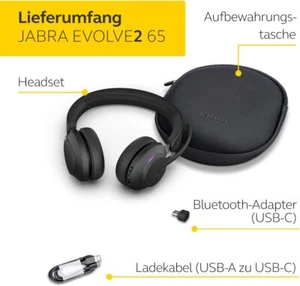 Jabra Evolve2 65 MS Stereo USB-C Headset Link380c Schwarz 26599-999-899 - Bild 1 von 5