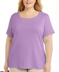 4X Plus Size Lilac Womens T-shirt Short Sleeve Top Scoop Neck - Picture 1 of 4