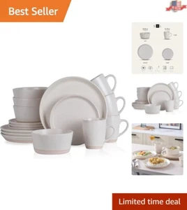 Elegant Rustic 16-Piece Stoneware Dining Set – Perfect for Stylish Entertaining - Picture 1 of 11