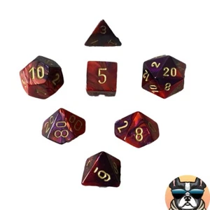 7 PC Polyhedral Dice Set DND RPG- Deep Red/Purple/Gold Numbers with Pouch! - Picture 1 of 5