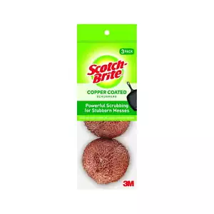 Scotch-Brite Copper Coated Scouring Pads, 3 Count - Picture 1 of 5