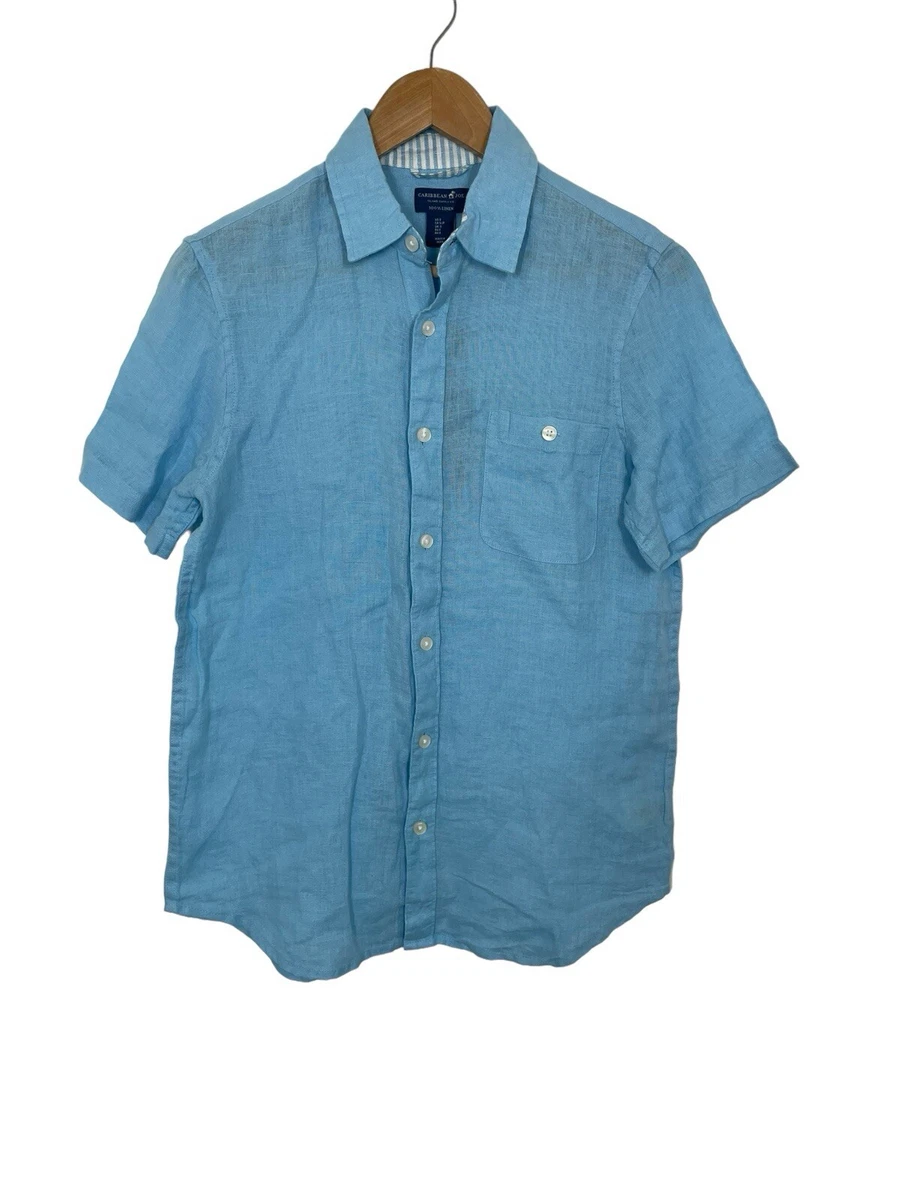 Weekender Men's Caribe Linen Shirt - 100% Pre-Washed Linen Long Sleeve Casual Wear