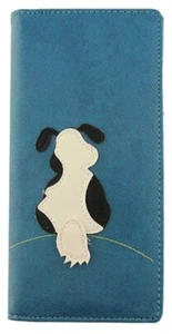 LAVISHY ADORA GELDBÖRSE BLAU APPLIKATION HUND GROSS VEGAN KUNSTLEDER NEU (55-210K) - Bild 1 von 11
