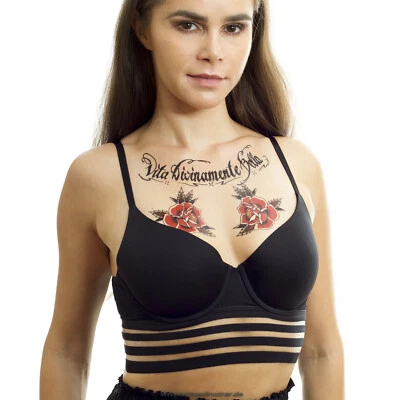 TATTOODRUCKER 1 x Vita Divinamente Bella Tattoo - Black Lettering with Roses - MH4002 (1)
