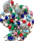 Vintage Venetian Glass Art Deco Necklace Strand Colorful 50”