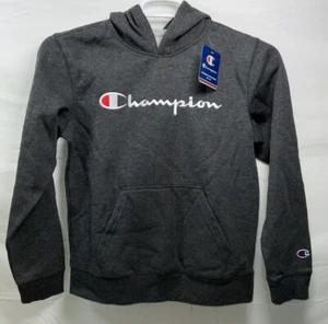 NWT Champion Youth Dark Gray Hoodie Sweatshirt White Embroidered Logo Large - Picture 1 of 6