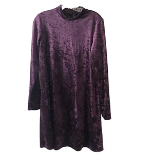 Tiana B Dress Sz 10 Purple Velour Velvet Long Sleeve Whimsigoth Stretch Trapeze - Picture 1 of 8