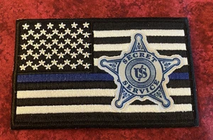 UNITED STATES SECRET SERVICE PATCH - USA THIN BLUE LINE FLAG WITH VINTAGE STAR - Picture 1 of 4