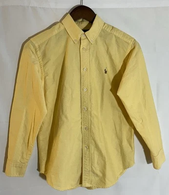 Polo Ralph Lauren Niño Talla 12 Amarillo Oxford Manga Larga Camisa Abotonada Foto 1 de 3