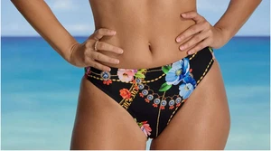 VENUS BRAND NEW THIS SEASON FIGI BLACK MULTI COLOR FLORAL BIKINI BOTTOM SZ 10 LG - Picture 1 of 14