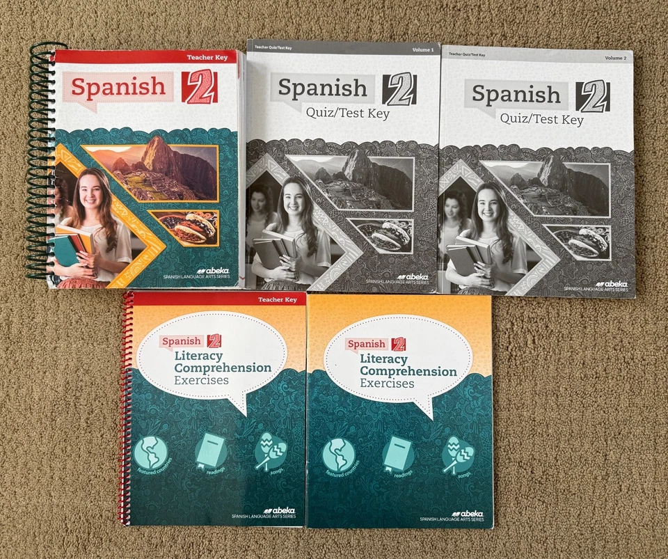 Abeka Spanish 2 Books Teacher Keys and Literacy Comprehension Exercises - Image 1 of 1