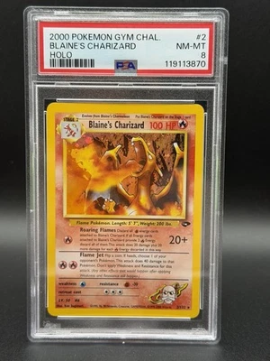 Pokémon TCG Blaine's Charizard Gym Challenge 2 Holo Unlimited Rare - PSA 8 NM-MT - Image 1 of 2