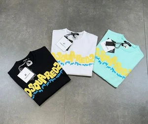 SALE DSQ2 MEN'S SLIM FIT LOGO T-SHIRT 100% COTTON BLACK WHITE MINT CREW NECK - Picture 1 of 10