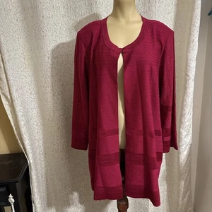 Misook Red Sparkling Open Front Contrast Cardigan, NWT, Size 2X - Picture 1 of 3