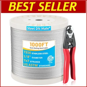 1000FT T316 Stainless Steel Cable - Polished Finish for Indoor and Outdoor Use - Picture 1 of 8