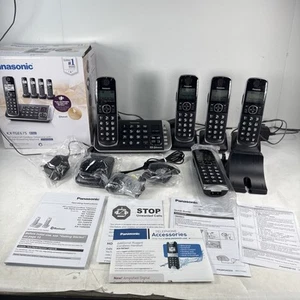 Panasonic KX-TGE675B HD Link2Cell Cordless Phone w/Answering Machine 5 Handsets - Zdjęcie 1 z 14