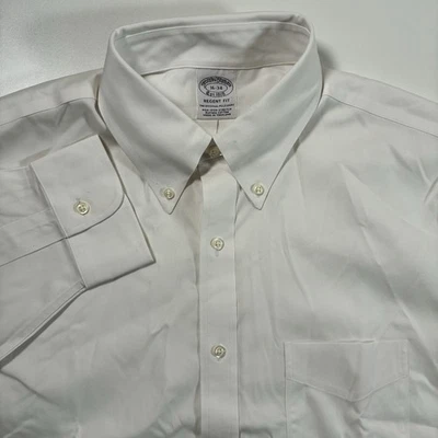 NUEVA Camisa Brooks Brothers Regent 16 34 Blanca Oxford Sin Hierro Elastizada Leer Foto 1 de 4