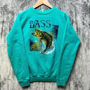 Vintage Cal Cru Bass Men's Sweatshirt Crewneck Size XL Nature Fishing - Picture 1 of 7