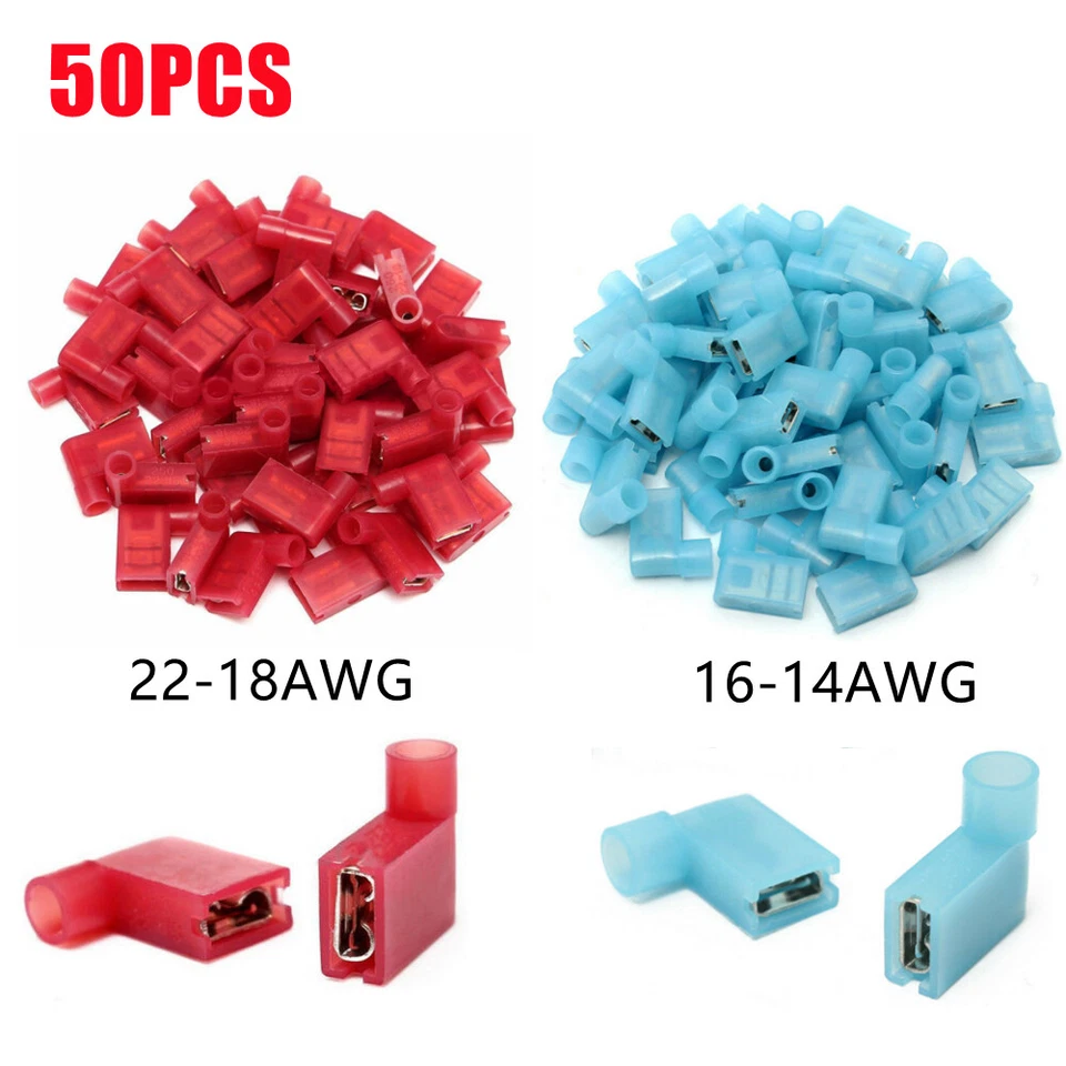 50X Insulated Nylon Flag Spade Female Quick Disconnect Connector Crimp Terminals - Image 1 of 1