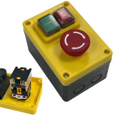 NVR Stop/Start Switch Button Universal Lathe Mill Drill With Emergency D Pole UK - Image 1 of 4