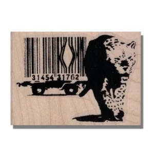 Mounted Rubber Stamp, Banksy Tiger Escape, Animal, Media,Collage, Art, Graffiti - Picture 1 of 4