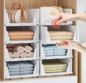 Clothes Organizers and Storage, 5 Pack Stackable Plastic Bins, Foldable Close... - Picture 1 of 6