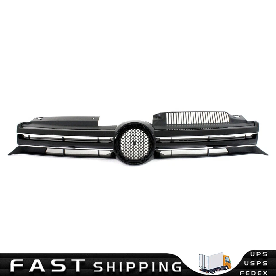 For 2010-2014 VW MK6 Golf/GTI/Jetta Sportwagen Black W/ Chrome Trim Sport Grille - Image 1 of 4