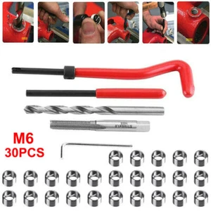 Kit de reparación de hilos de 30 piezas M6x1,0 mm métrico taladro HSS kit de inserción de reparación de helicoil C5S5 - Imagen 1 de 12