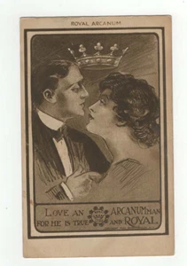 Vintage Postcard Royal Arcanum Man Woman Crown - Picture 1 of 2