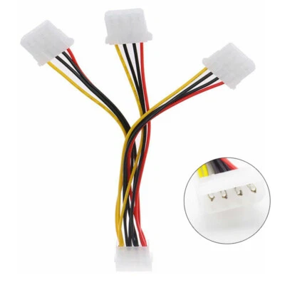 4 Pin IDE Molex to 3 SATA Power Cable Splitter Adapter 1 Male to 3 Female Cord - Image 1 of 4