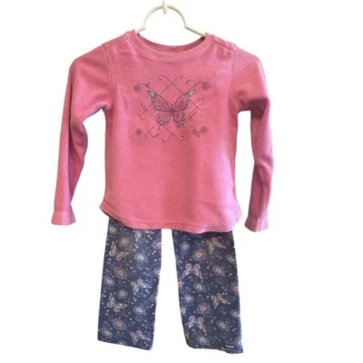 Roupa Vintage OshKosh Meninas 2 Peças Design Borboleta Rosa Tamanho 6X - Imagem 1 de 4
