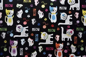 Brother Sister Studio Meow Cats Kittens Paws Yarn Mice 1/4 yard cotton fabric - Picture 1 of 2