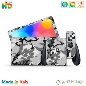 GamesMonkey® - Skin kompatibel Nintendo Switch OLED CLASSIC D10 Camouflage Snow - Picture 1 of 7