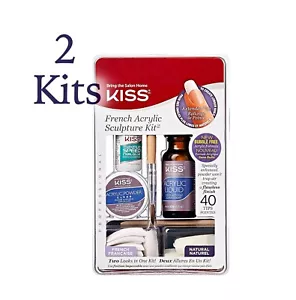 2 Kiss French Acrylic Sculpture Kit~40 Per Kit~French/Natural~Enhanced Powder - Picture 1 of 2
