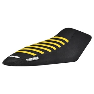 Kawasaki Z 125 Pro Seat Cover Z125 Gripper   ALL BLACK / YELLOW RIBS   #171 - Picture 1 of 5