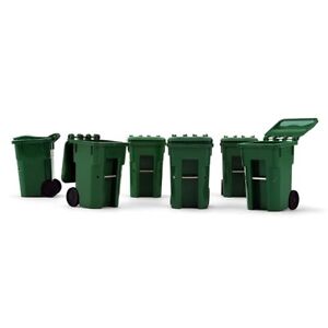First Gear Green Refuse ~ Trash Carts Set Of 6 1:34 Scale New IOB  90-0518