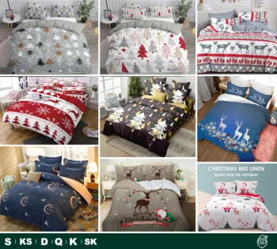 Christmas Ultra Soft Quilt Doona Cover Set Single Double Queen King Xmas Gift - image 1 of 4