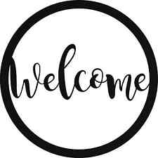 Metal Wall Art - Welcome Round Sign - Metal Wall Art - Black