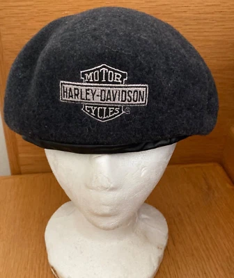 De Colección Harley Davidson HD Ajustable Corbata Desgaste Negro Boina Periódico Lana Sombrero Foto 1 de 4