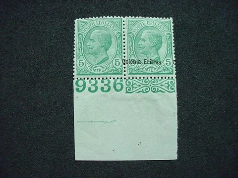 NobleSpirit (TH1) RARE!! ERITIREA 35 Pair 1x w/o Ovpt Signed DIENA! MNH w/Cert!! Cover