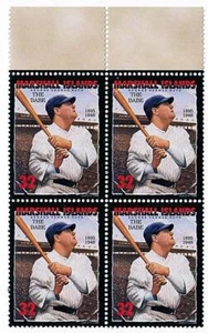 MARSHALL IS = BABE RUTH block of 4 MNH SPORTS, BASEBALL - Picture 1 of 1