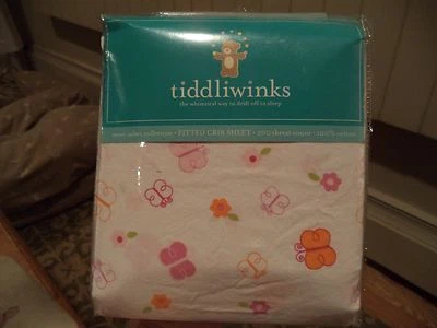 Tiddliwinks Butterfly Fitted Crib Sheet Baby Girl Sweet Safari - NIP - Image 1 of 3