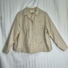 Studio Works Oatmeal Embroidered Eyelet Button Down Lined Jacket Women’s Size 1X