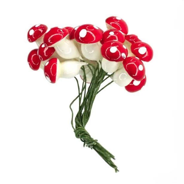 Miniature Dollhouse Fairy Garden S/20 Red & White Mushroom Picks - Buy 3 Save $5 - Image 1 of 1