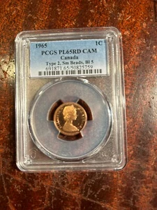 1965 Canada PL One Cent Penny  Gem PCGS PL 65 Cam - Foto 1 di 1