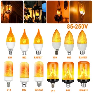 B22 E14 E27 LED Flicker Flame Lamp Bulb Burning Fire Effect Candle Bulb Light - Picture 1 of 27