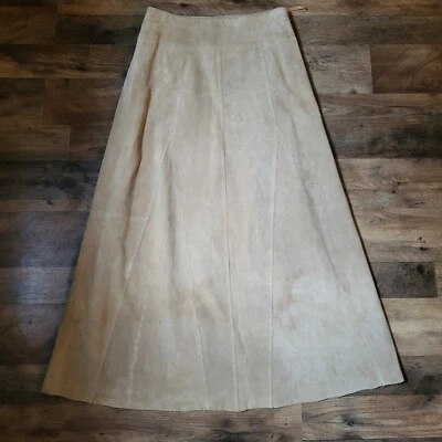 Falda Valerie Stevens 100% Cuero Maxi Acampanada Camel Talla 8 Foto 1 de 4